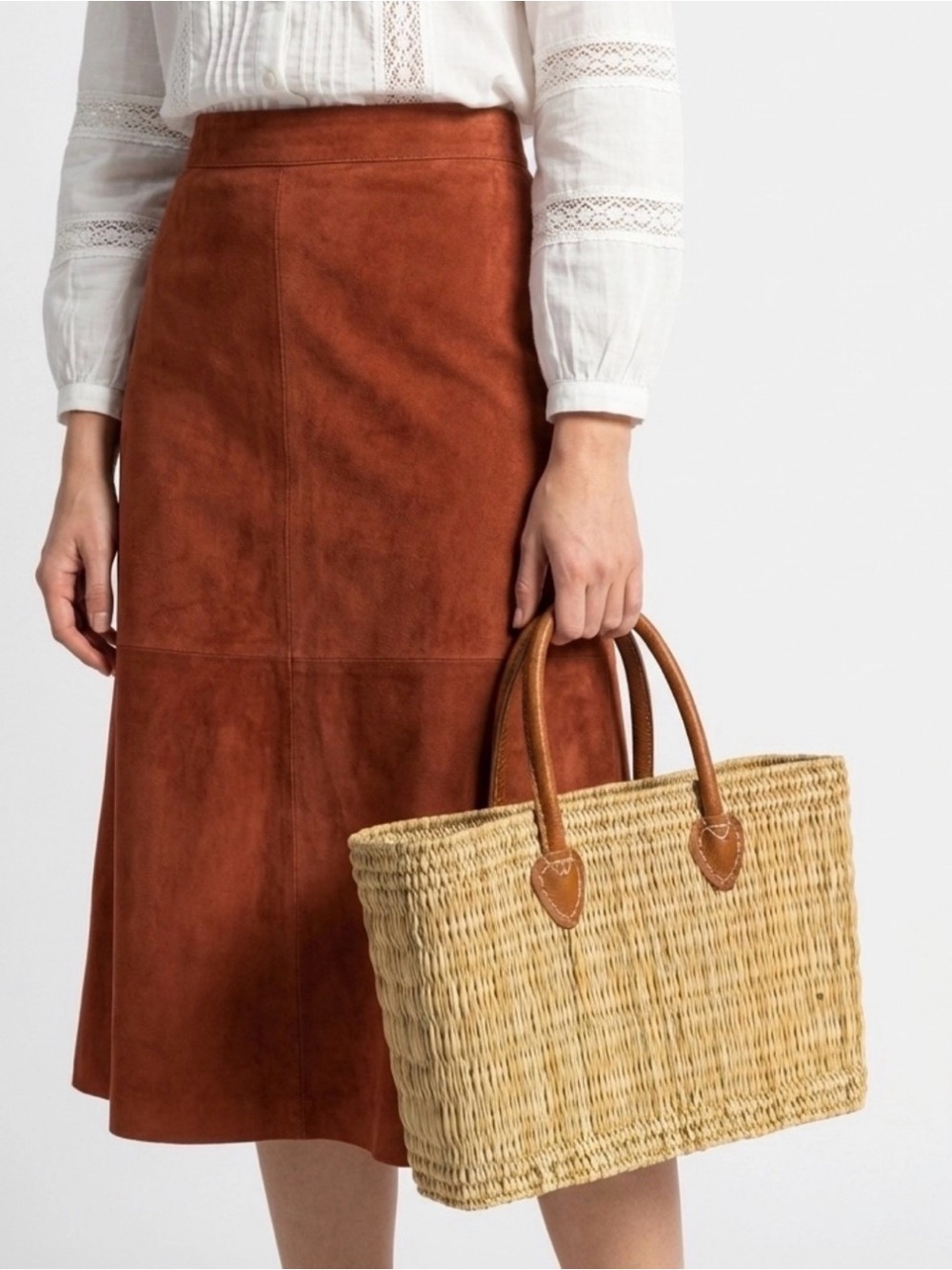 Handwoven Yellow Straw Tote Bag with Rounded Handles
